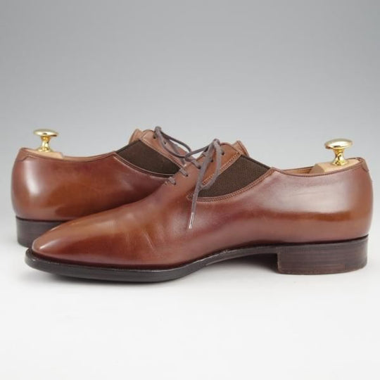 ★(仏)Corthay/コルテ SIZE 6【定価20万円程度★EASY/イージー/ホールカット】サイドエラスティック/カーフ/茶/メンズ★j592