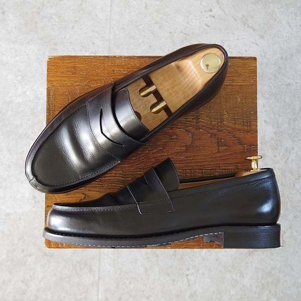 極美品★パラブーツ SIZE 7【定価￥84,700-★アドニス/ADONIS】コインローファー/カーフ/黒/メンズ/Paraboot★j595