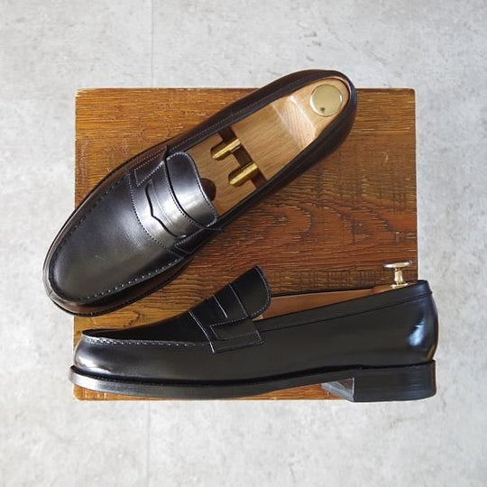 極上★J.M.ウエストン 6C【現行定価￥151,800-★180/コインローファー/旧ロゴ】ヴィンテージ/41ラスト/黒/Weston/ウェストン★j599