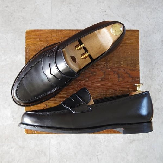 美品★クロケット&ジョーンズ 9E【定価￥90,200-★BROOKLYN/バーニーズNY別注】391ラスト/コインローファー/黒/Crockett&Jones★j601