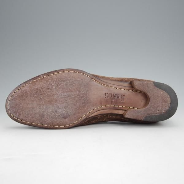 極上★(仏)ベルルッティ SIZE 7【カリグラフィ(スクリット仕様)★ローファー/茶】スリッポン/スエード/メンズ/Berluti★j605