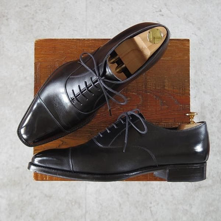 極美品★三陽山長 SIZE 7.5【定価￥80,300-★友之介/R309ラスト】ストレートチップ/カーフ/黒/メンズ/TOMONOSUKE/Sanyo Yamacho★j628