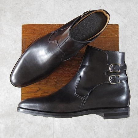 未使用★ジョンロブ 7E【極希少★DEAUVILLE/ドーヴィル/ミスティカーフ】7000Bラスト/ダブルバックル/ブーツ/黒/JOHN LOBB★j632