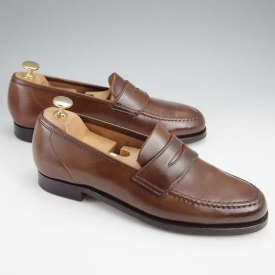 極美品★クロケット&ジョーンズ 6E【同系モデル定価￥167,200-★コードバン/茶/ダークブラウン】HARVARD/コインローファー/314/Crockett&Jones★j636