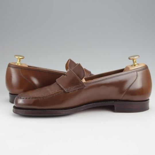 極美品★クロケット&ジョーンズ 6E【同系モデル定価￥167,200-★コードバン/茶/ダークブラウン】HARVARD/コインローファー/314/Crockett&Jones★j636