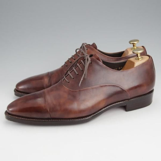 極上★Perfetto/ペルフェット SIZE 7.5【グッドイヤーウェルテッド製法★レベルソ仕立て/ストレートチップ】カーフ/濃茶/メンズ★j637