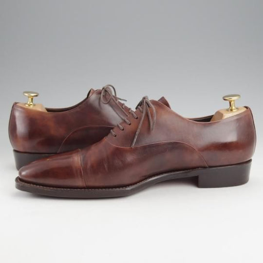 極上★Perfetto/ペルフェット SIZE 7.5【グッドイヤーウェルテッド製法★レベルソ仕立て/ストレートチップ】カーフ/濃茶/メンズ★j637