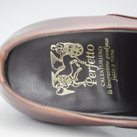 極上★Perfetto/ペルフェット SIZE 7.5【グッドイヤーウェルテッド製法★レベルソ仕立て/ストレートチップ】カーフ/濃茶/メンズ★j637