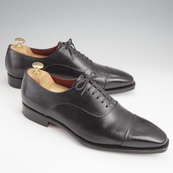 極上★Perfetto/ペルフェット SIZE 7.5【グッドイヤーウェルテッド製法★レベルソ仕立て/ストレートチップ】カーフ/黒/メンズ★j638