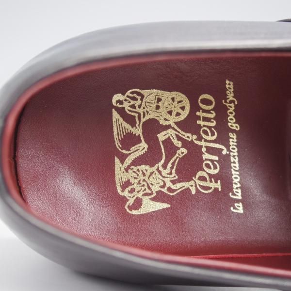 極上★Perfetto/ペルフェット SIZE 7.5【グッドイヤーウェルテッド製法★レベルソ仕立て/ストレートチップ】カーフ/黒/メンズ★j638