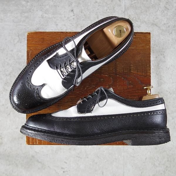 極上★オールデン 7.5D【貴重★BEAMS別注/ロングウイング/97670】バリーラスト/黒×白/コンビ/グレインレザー/ビームス/ALDEN★j639