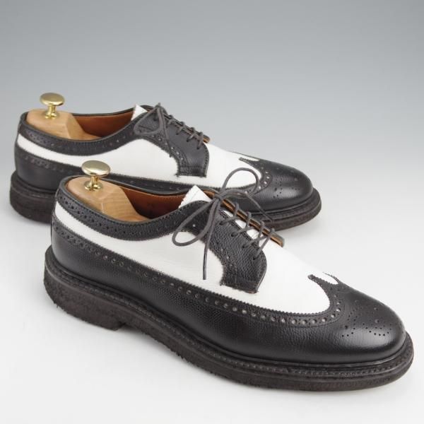 極上★オールデン 7.5D【貴重★BEAMS別注/ロングウイング/97670】バリーラスト/黒×白/コンビ/グレインレザー/ビームス/ALDEN★j639