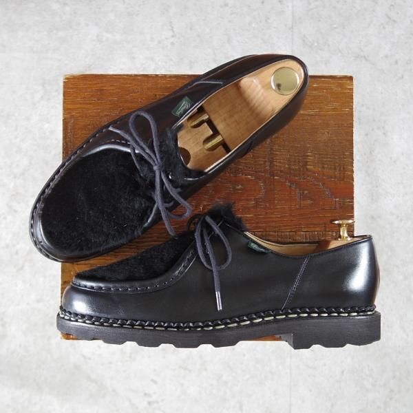 極上★パラブーツ SIZE 40.5【定価￥79,200-★LAPIN(ラビットファー)仕様/ミカエル/MICHAEL】チロリアンシューズ/黒/Paraboot★j643