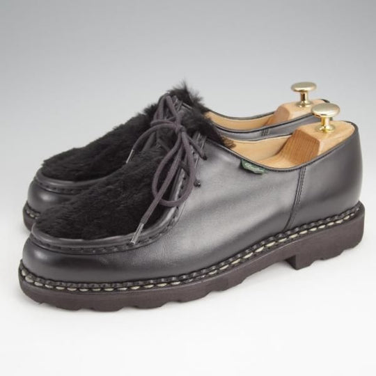 極上★パラブーツ SIZE 40.5【定価￥79,200-★LAPIN(ラビットファー)仕様/ミカエル/MICHAEL】チロリアンシューズ/黒/Paraboot★j643
