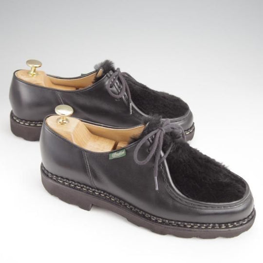 極上★パラブーツ SIZE 40.5【定価￥79,200-★LAPIN(ラビットファー)仕様/ミカエル/MICHAEL】チロリアンシューズ/黒/Paraboot★j643