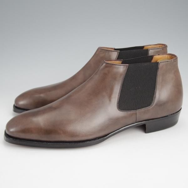 未使用★(伊)エンツォ・ボナフェ SIZE 7.5【定価￥143,000-★ミュージアムカーフ/CARY GRANT 3】Bonjuラスト/灰茶/Enzo Bonafe★j644