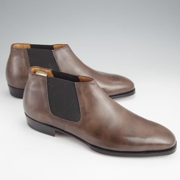 未使用★(伊)エンツォ・ボナフェ SIZE 7.5【定価￥143,000-★ミュージアムカーフ/CARY GRANT 3】Bonjuラスト/灰茶/Enzo Bonafe★j644