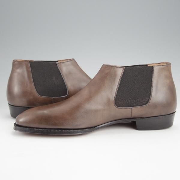 未使用★(伊)エンツォ・ボナフェ SIZE 7.5【定価￥143,000-★ミュージアムカーフ/CARY GRANT 3】Bonjuラスト/灰茶/Enzo Bonafe★j644