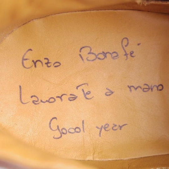 未使用★(伊)エンツォ・ボナフェ SIZE 7.5【定価￥143,000-★ミュージアムカーフ/CARY GRANT 3】Bonjuラスト/灰茶/Enzo Bonafe★j644