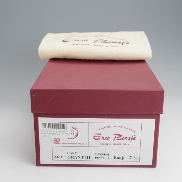 未使用★(伊)エンツォ・ボナフェ SIZE 7.5【定価￥143,000-★ミュージアムカーフ/CARY GRANT 3】Bonjuラスト/灰茶/Enzo Bonafe★j644
