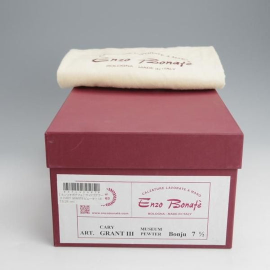 未使用★(伊)エンツォ・ボナフェ SIZE 7.5【定価￥143,000-★ミュージアムカーフ/CARY GRANT 3】Bonjuラスト/灰茶/Enzo Bonafe★j644