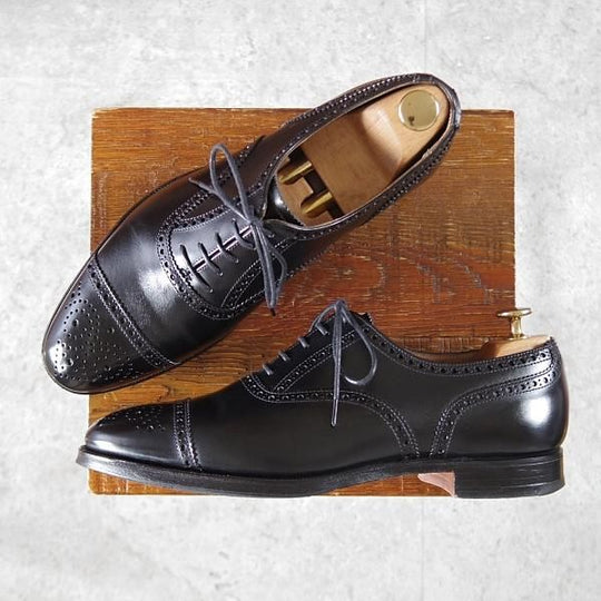 極上★クロケット&ジョーンズ 7E【同系モデル定価￥100,100-★WESTFIELD/ウエストフィールド】341ラスト/セミブローグ/カーフ/黒★j645