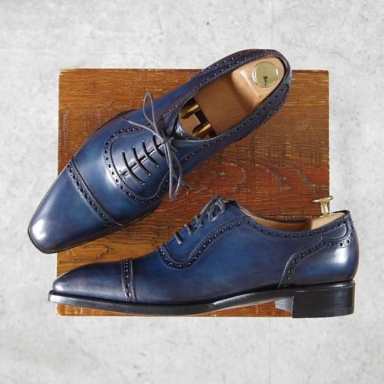 未使用★(英)ガジアーノ&ガーリング 6.5E【モデル定価￥231,000-★DECOラスト/ST.JAMES 2】クォーターブローグ/紺/GAZIANO&GIRLING★j648