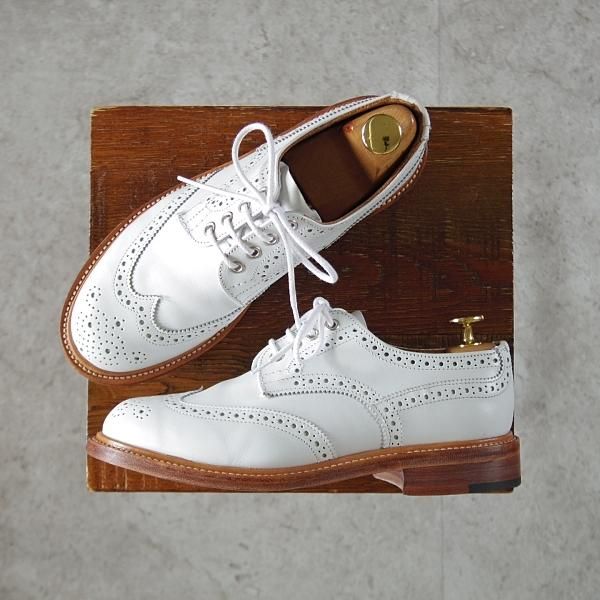 極美品★トリッカーズ(レディース) SIZE 4.5【モデル定価￥121,000-★バートン/BOURTON】L5633/フルブローグ/カーフ/白/Tricker's★j650
