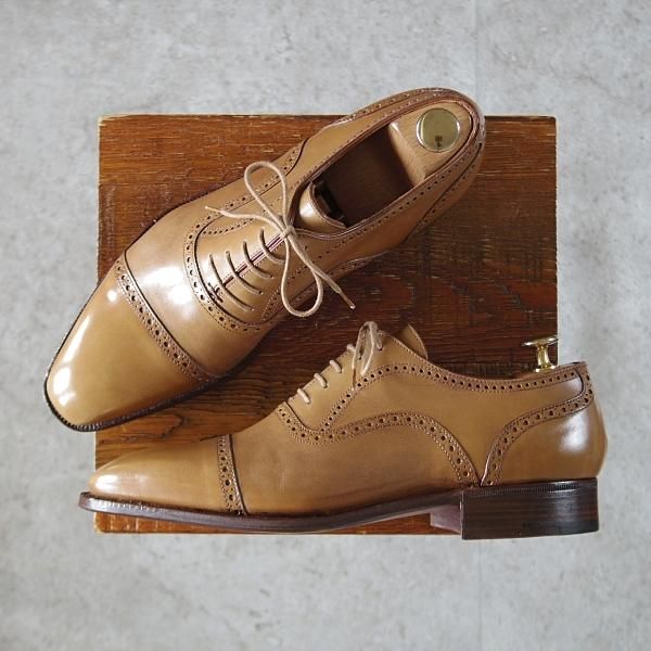 ほぼ試着程度★(仏)Corthay/コルテ SIZE 7【定価20万円程度★クォーターブローグ/薄茶】カーフ/メンズ★j651