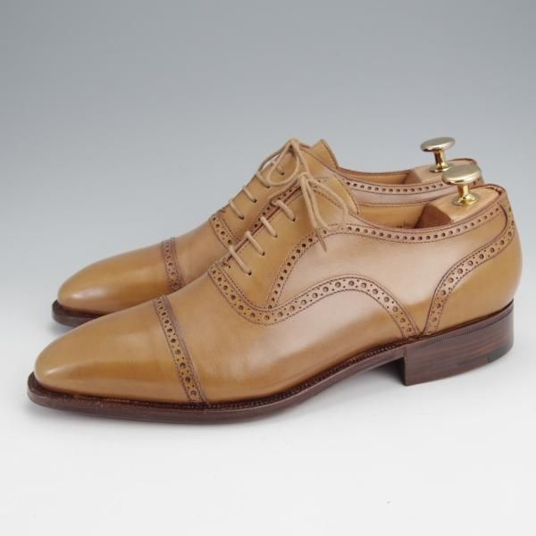 ほぼ試着程度★(仏)Corthay/コルテ SIZE 7【定価20万円程度★クォーターブローグ/薄茶】カーフ/メンズ★j651