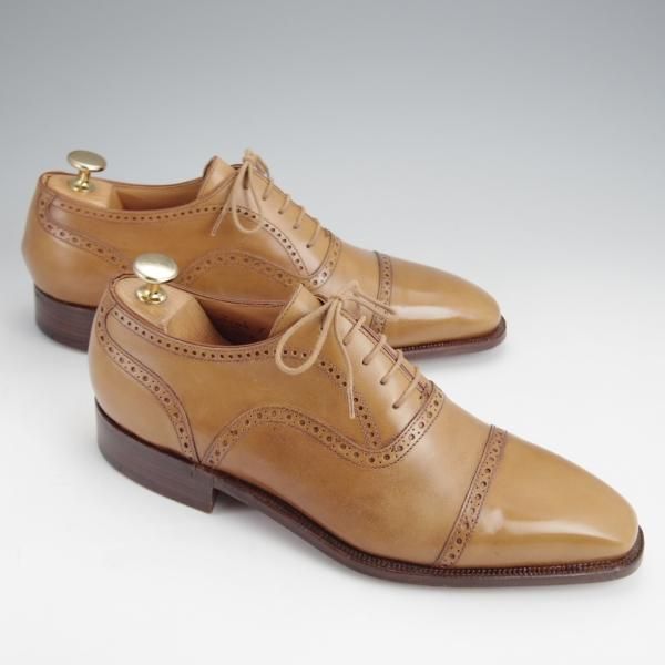 ほぼ試着程度★(仏)Corthay/コルテ SIZE 7【定価20万円程度★クォーターブローグ/薄茶】カーフ/メンズ★j651