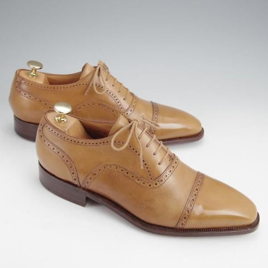 ほぼ試着程度★(仏)Corthay/コルテ SIZE 7【定価20万円程度★クォーターブローグ/薄茶】カーフ/メンズ★j651