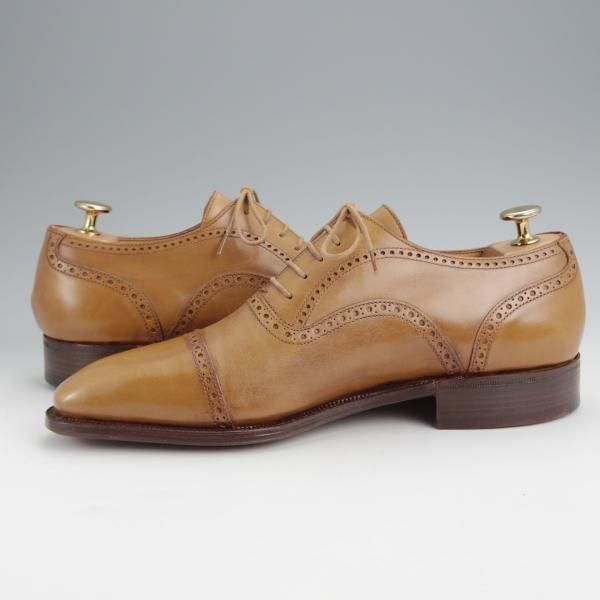 ほぼ試着程度★(仏)Corthay/コルテ SIZE 7【定価20万円程度★クォーターブローグ/薄茶】カーフ/メンズ★j651