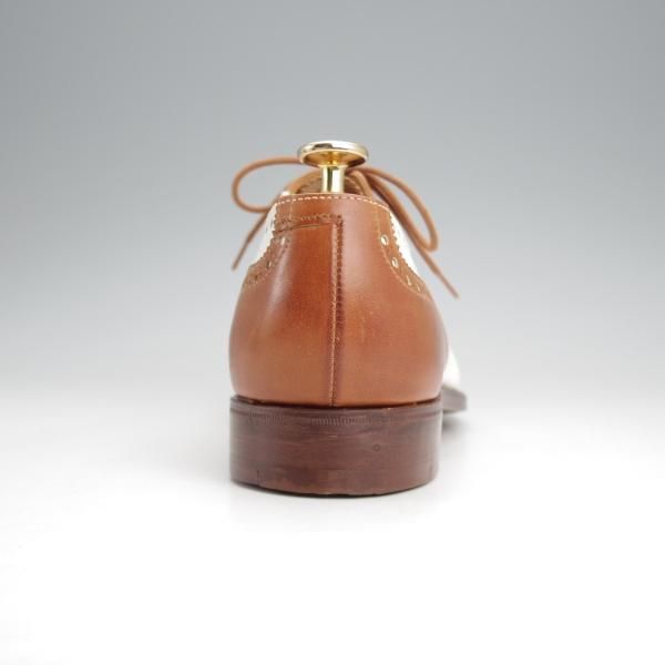 未使用★クロケット&ジョーンズ 6E【★セミブローグ/317ラスト】コンビ/白×茶/カーフ/メンズ/Crockett&Jones★j653