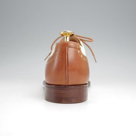 未使用★クロケット&ジョーンズ 6E【★セミブローグ/317ラスト】コンビ/白×茶/カーフ/メンズ/Crockett&Jones★j653