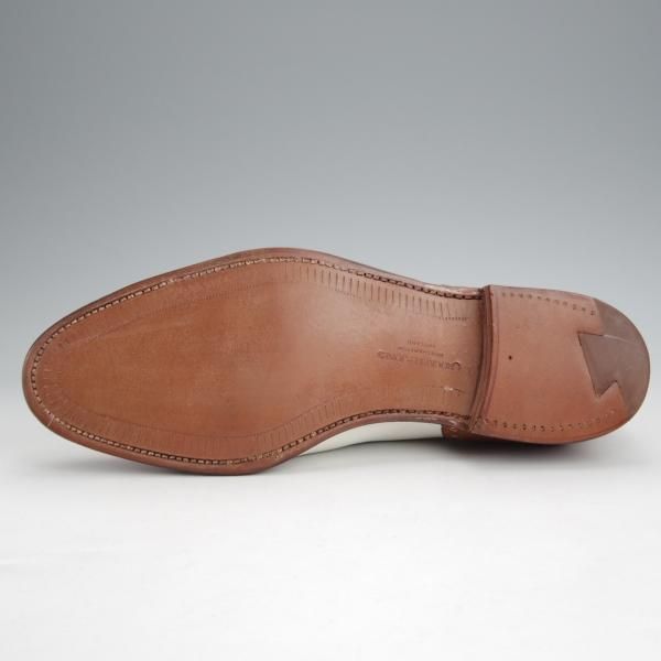 未使用★クロケット&ジョーンズ 6E【★セミブローグ/317ラスト】コンビ/白×茶/カーフ/メンズ/Crockett&Jones★j653