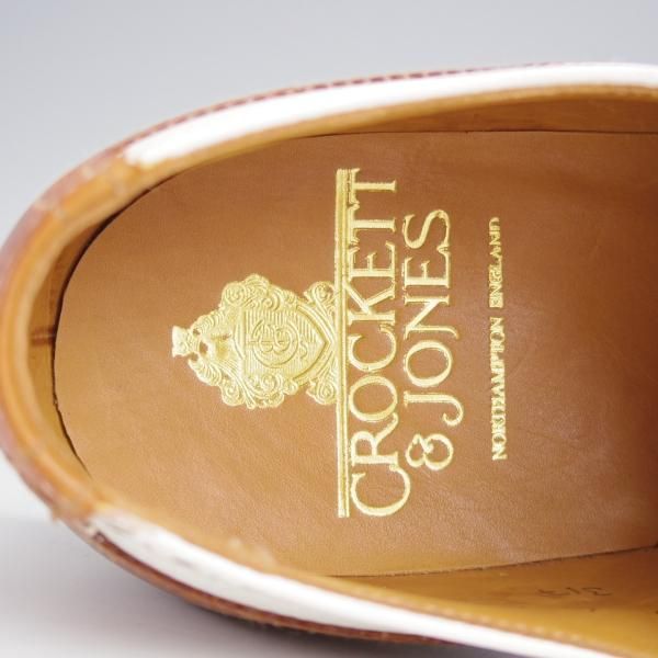 未使用★クロケット&ジョーンズ 6E【★セミブローグ/317ラスト】コンビ/白×茶/カーフ/メンズ/Crockett&Jones★j653