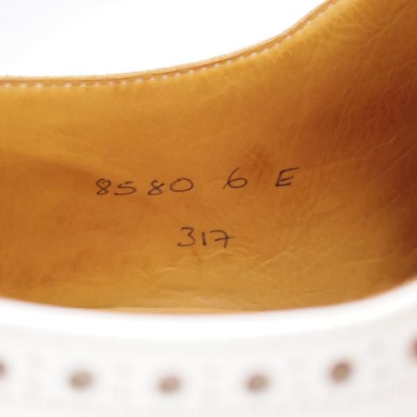 未使用★クロケット&ジョーンズ 6E【★セミブローグ/317ラスト】コンビ/白×茶/カーフ/メンズ/Crockett&Jones★j653