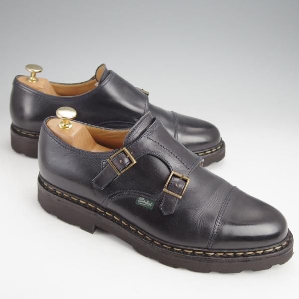 極美品★パラブーツ SIZE 8【定価￥82,500-★ウィリアム/WILLIAM】マルシェソール/ダブルモンク/リスレザー/NUIT/紺/Paraboot★j662