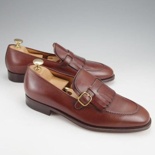 未使用★(伊)タニノクリスチー SIZE 6【デッドストック品★キルトモンク/BOLZO/ローファー】カーフ/茶/メンズ/TANINO CRISCI★j666