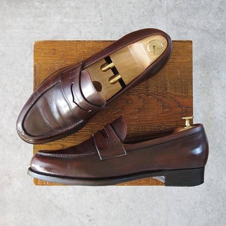 極上★三陽山長 SIZE 8【定価￥74,800-★弥三郎/R2013ラスト】コインローファー/カーフ/濃茶/メンズ/YASABURO/Sanyo Yamacho★j677