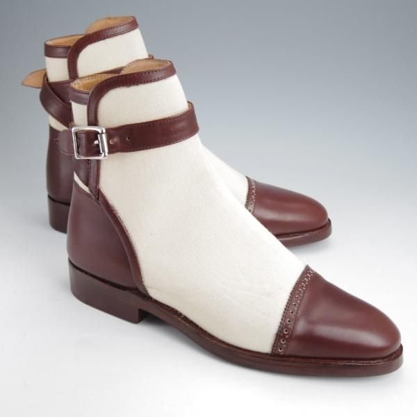 未使用★(英)シュナイダーブーツ SIZE 6【極希少★ジョッパーブーツ/キャンバス×カーフ】52ラスト/BRACKEN/茶/SCHNIEDER BOOTS★j693