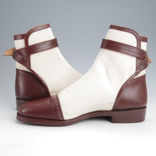 未使用★(英)シュナイダーブーツ SIZE 6【極希少★ジョッパーブーツ/キャンバス×カーフ】52ラスト/BRACKEN/茶/SCHNIEDER BOOTS★j693