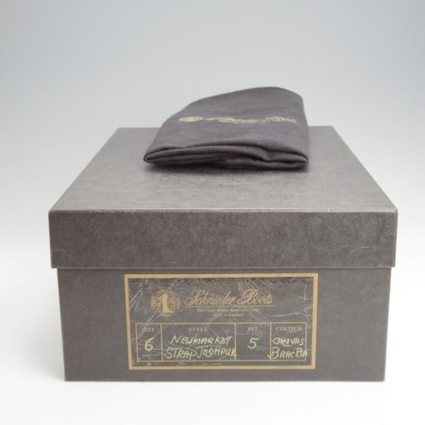 未使用★(英)シュナイダーブーツ SIZE 6【極希少★ジョッパーブーツ/キャンバス×カーフ】52ラスト/BRACKEN/茶/SCHNIEDER BOOTS★j693