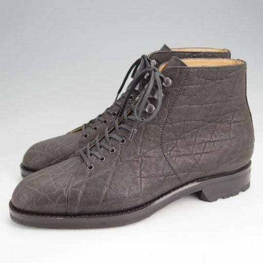 未使用★(伊)F.LLIジャコメッティ SIZE 40.5【貴重★象革/エレファントレザー/モンキーブーツ】FG400/PIATRラスト/黒/Giacometti★j694