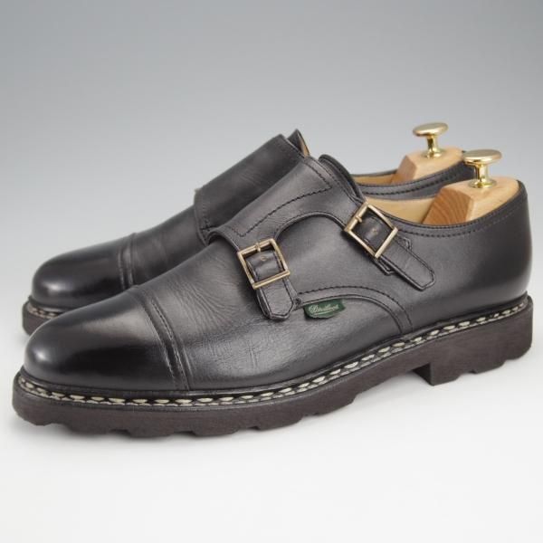 極美品★パラブーツ SIZE 8【定価￥96,800-★ウィリアム/WILLIAM】マルシェソール/ダブルモンク/リスレザー/NOIR/黒/Paraboot★j699