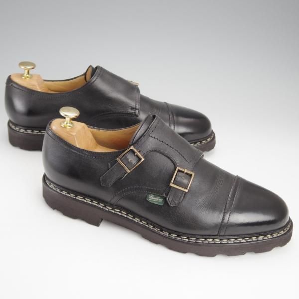 極美品★パラブーツ SIZE 8【定価￥96,800-★ウィリアム/WILLIAM】マルシェソール/ダブルモンク/リスレザー/NOIR/黒/Paraboot★j699