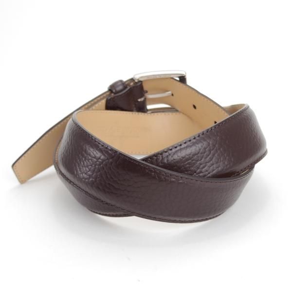 極上★クロケット&ジョーンズ 32インチ【定価2.4万円程度★ベルト/シボ革/濃茶】メンズ/レザー/革/Crockett&Jones★j702