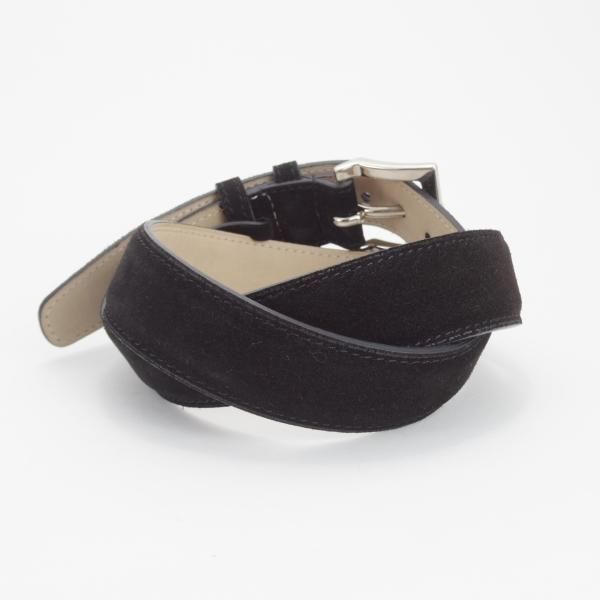 極美品★ジョンロブ 80cm/32インチ程度【現行定価￥90,200-★ベルト/スエード/黒】メンズ/革/レザー/JOHN LOBB★j704