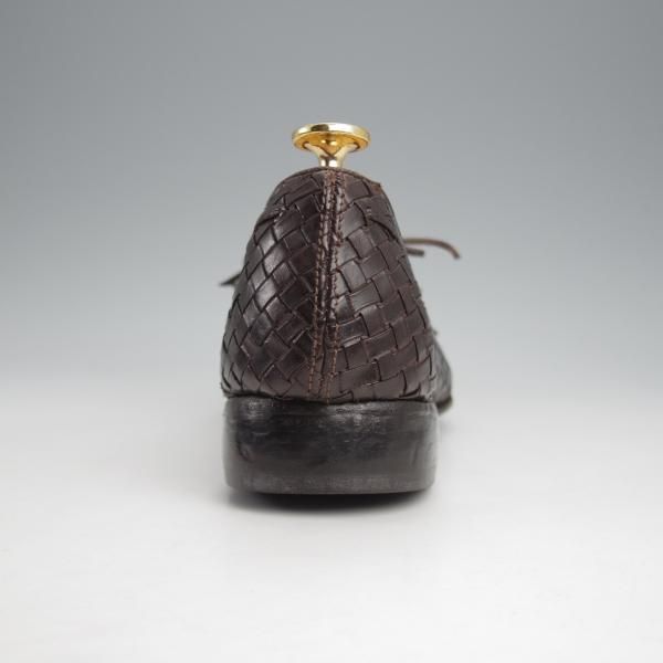 極上★(伊)アルベルト・ファッシャーニ SIZE 39.5【★イントレチャート/リボンローファー/キルト】濃茶/ALBERTO FASCIANI★j711